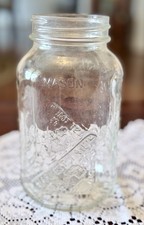 Vintage Mason HARVEST TIME Clear Quart Jar, Cups/Milliliters, Made in USA