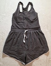 Fabletics Sports Romper Short Shortie Taupe Slate Womens Large NWT 104.95