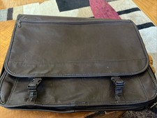 Skórzana rozszerzalna klapa na portfolio brązowa torba 17x13 urocza!