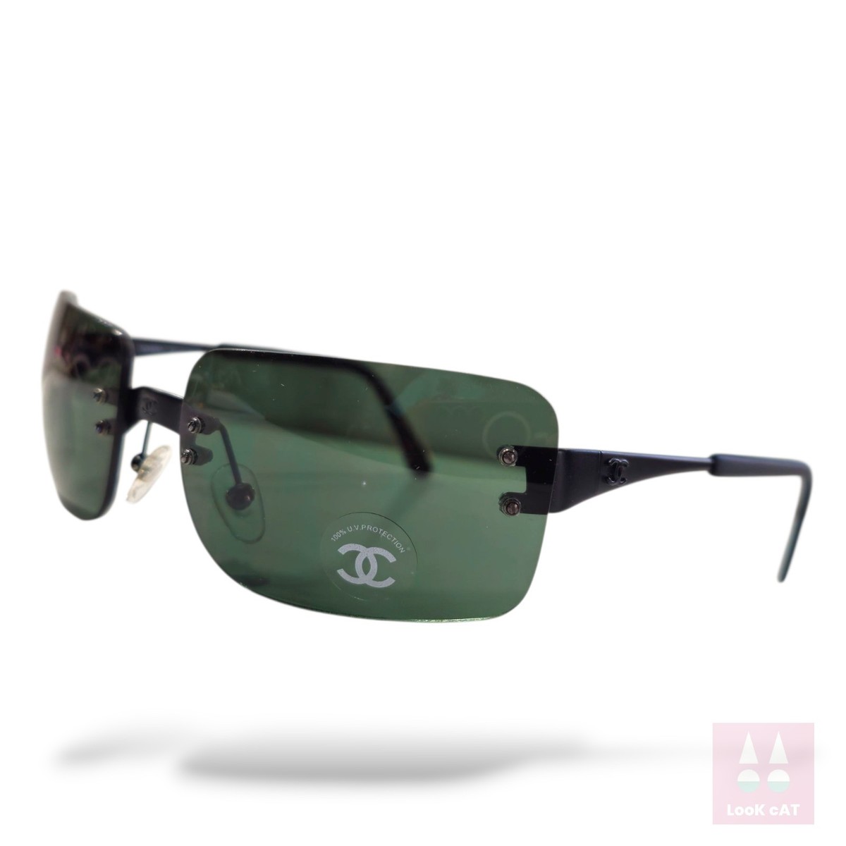 Chanel 4005 vintage sunglasses Y2k Black Frameless never used old
