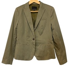 Banana Republic Women Olive Green Cotton Stretch One Button Blazer Jacket Size 8
