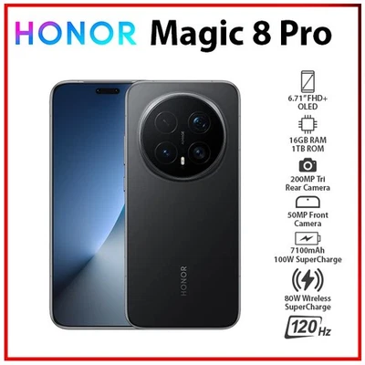 NEW HONOR Magic8 Pro 5G 16GB+1TB BLACK Dual SIM Unlocked Android Mobile Phone