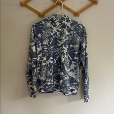 Sundry Graphic Floral Tropical Blue White Hoodie Size 0 / Small