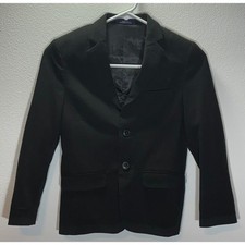 Chaps Boys Black Blazer Jacket Size 8 Regular 2 Button Classic Dress Coat
