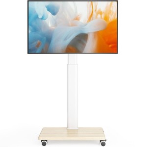 Mobiler TV-Ständer für 27 bis 65 Zoll Fernseher, tragbarer rollbarer TV-Wagen auf Rollen Holz