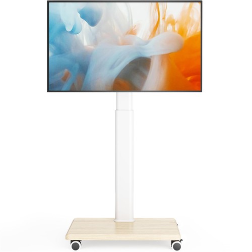 Mobiler TV-Ständer für 27 bis 65 Zoll Fernseher, tragbarer rollbarer TV-Wagen auf Rollen Holz