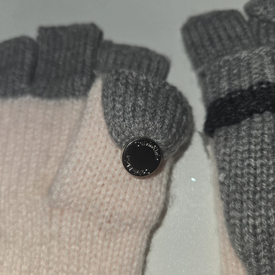 Guantes convertibles de punto para mujer Calvin Klein gris rosa sin dedos invierno Foto 2 de 4