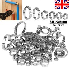 50/10PCS Single Ear Plus Stainless Steel Hose Clamps O Clips Pipe Fuel Air Water