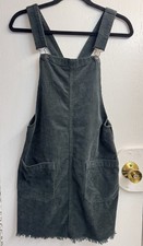 American Eagle Women's Dark Green Corduroy Mini Overall Dress Size S