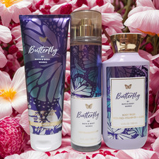 NEW Bath  Body Works Butterfly Mist Body Cream  Body Wash 10 oz SET/LOT OF 3 