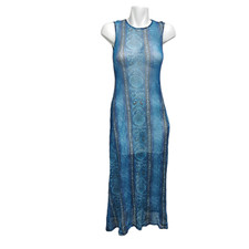 VTG My Michelle Y2k Maxi Dress Womens M Blue Paisley Sheer Festival Whimsigoth