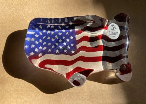 Fenton USA Flag Glass Figurine