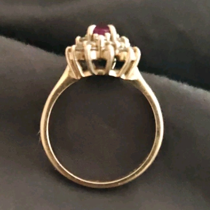 STARBURST ruby and diamond cluster ring 14kt gold… - image 3