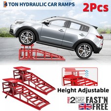 4 ton Hydraulic Car Ramps 2PC Heavy Duty Garage Auto Van Bottle Lift Jack Ramp