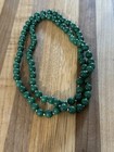 Estate 28 Hand Knotted 6-6.5 mm Green Adventurine Necklace On Silk Cord (2.5 Oz) — photo 1