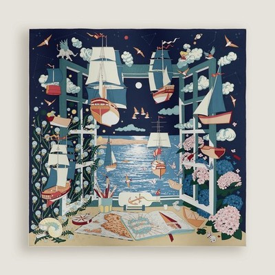 Hermes Esprit Departure Scarf Carr 90 Silk Tagged Rare Item Rare