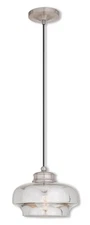 Livex Lighting 40607-91 Art Glass Mini Pendant Brushed Nickel