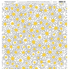American Crafts Cardstock 12"X12"-Yellow Center Daisy - 25 Pack