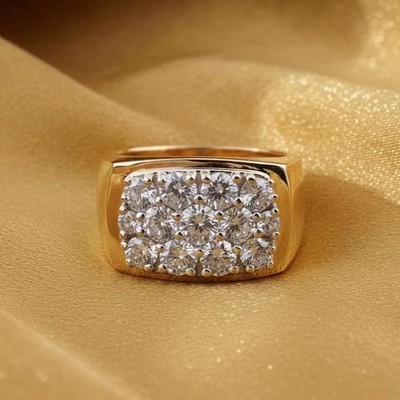 2CT Round Cut Lab Created Diamond Men's Wedding Band Ring 14K Yellow Gold Plated