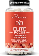 Elite Caffeine Pills with L-Theanine – Jitter-Free Focused Energy Supplements – 