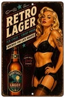 Retro Pinup Beer Sign Metal Wall Decor Vintage Lager Garage Bar Man Cave 8x12