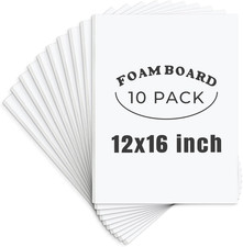 Foam Boards, White, 12X16, 10 Pack, 1/8'' Thick