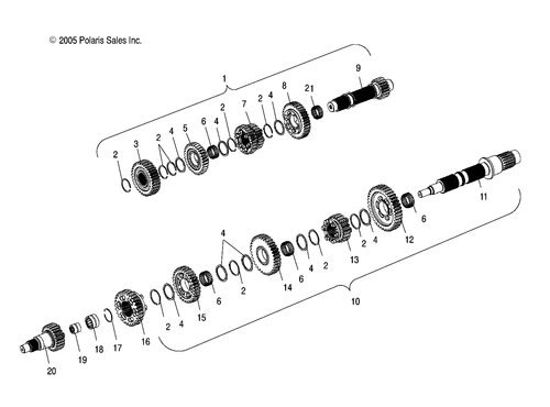 Polaris 4th Gear, Mainshaft, Machined, Genuine OEM Part 6230400, Qty 1 - Picture 3 of 3
