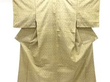 7648719: JAPANESE KIMONO / ANTIQUE KIMONO / SILK / TSUMUGI / WOVEN KIKKO PATTERN