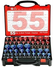 55Pcs Nut and Bolt Thread Checker 25 Metric 30 SAE Inch Thread Gauge Set, Deta