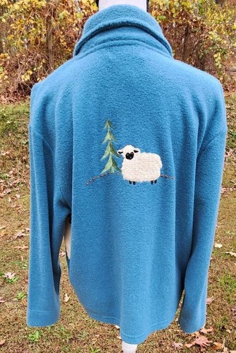 Timberlea Blue Embroidered Sheep Accent Button Down Sweater Jacket Sz Medium NEW - Picture 6 of 9