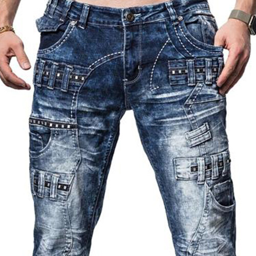 K&M Kosmo Lupo MARBLE Men's Jeans Denim Straight Cut All Sizes New - Picture 1 of 7