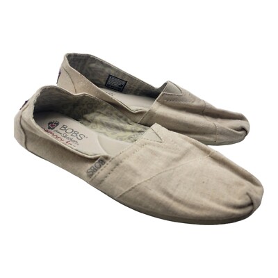 Skechers Shoes Women 8.5 Beige Bob Memory Foam Slip On Stretch Fit Heathered 