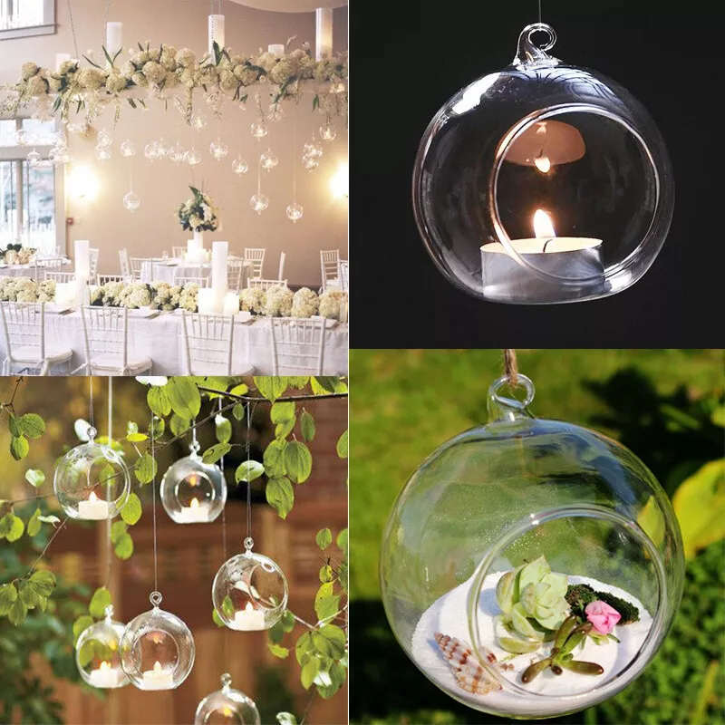 Succulent Style Hanging Glass Bauble Sphere Ball Candle Tea Light Holder DIY