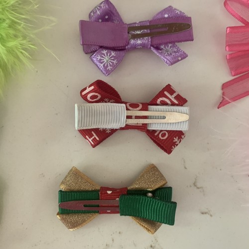 Handmade Girls Hair Bows Clips Ribbons Holiday Christmas Valentines Day Lot 13 - Picture 14 of 17