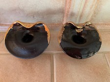2 Spezielle Kerzenständer getöpfert Ton H Braun/Gold lasiert siehe Bilder