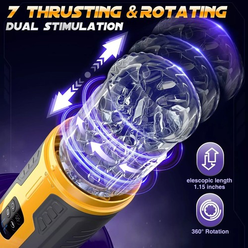 Pocket Pussy HandsFree Male masturbaters Cup Roating Thrusting Sex Toys For Men - Picture 3 of 20