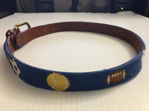 Smathers & Branson Boy's Sports Balls Handstitched Needlepoint Belt Boys Size L - Picture 7 of 16
