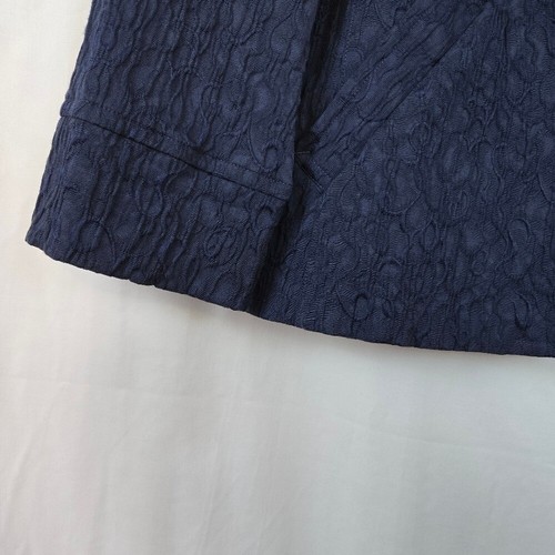 Ruby Rd Women's Navy 3/4 Sleeve Textured Mandarin Collar Career Office Jacket 16 - Picture 7 of 9