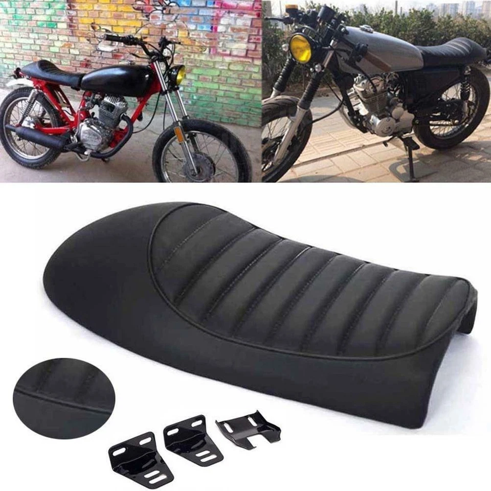 Asiento universal para motocicleta café corredor personalizado joroba sillín asiento plano para Honda Foto 3 de 4