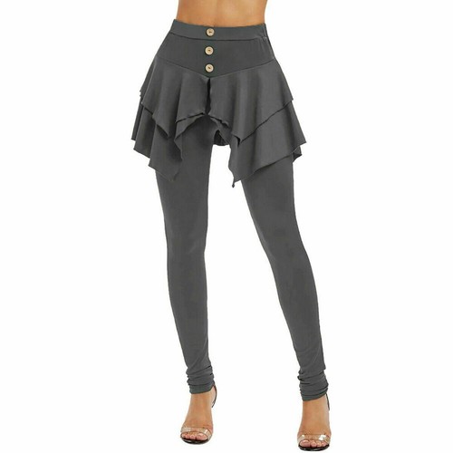 Pantaloni stretti donna orlo irregolare gonna leggings sport fitness pantaloni yoga - Foto 1 di 13