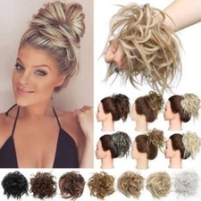 HIGHLIGHT Messy Bun Hair Piece Curly Scrunchie Chignon Hair Extensions as Human