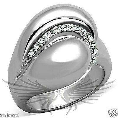 Brilliant Top Grade Crystal Cocktail Rhodium Fashion Ring 5 6 7 8 9 10 3W586 - Bild 1 von 4
