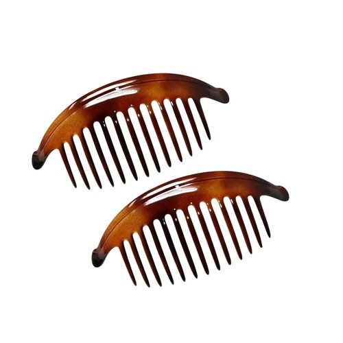 Parcelona French Tortoise Large 13 Teeth Banana Wide Edge Side Hair Combs(2 Pcs) - Foto 1 di 8