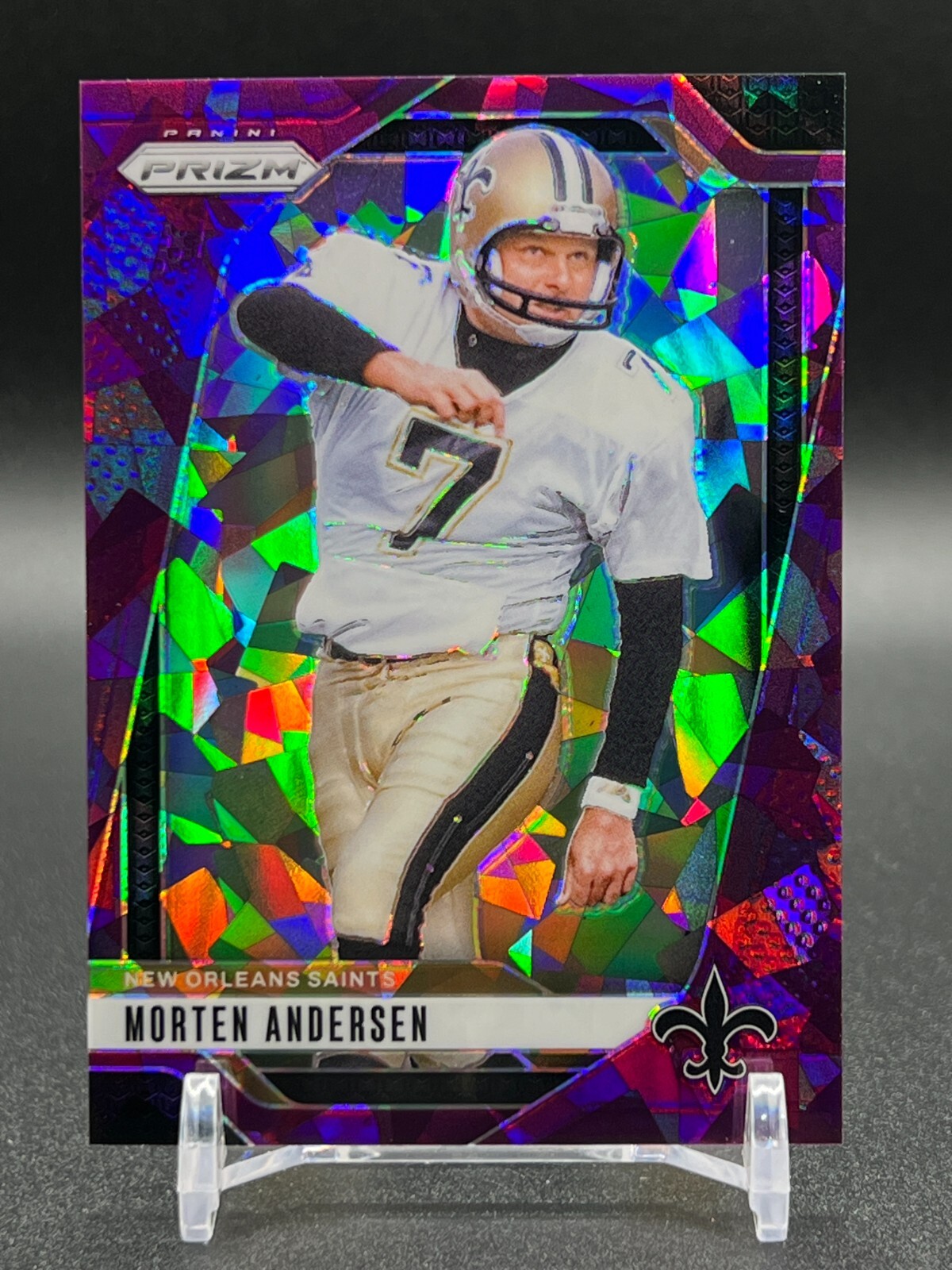 2024 Prizm Morten Andersen # 211 Purple Ice Prizm 032/225 New Orleans Saints
