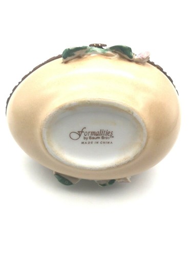 VTG FORMALITIES BY Baum Bros. EGG SHAPED FLORAL ACCENT China Trinket Box - Picture 5 of 11