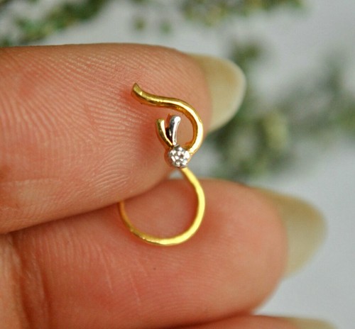 14k Gold Nase Piercing Natürlicher Diamant Körper Schmuck Geburtstagsgeschenk - Bild 11 von 12