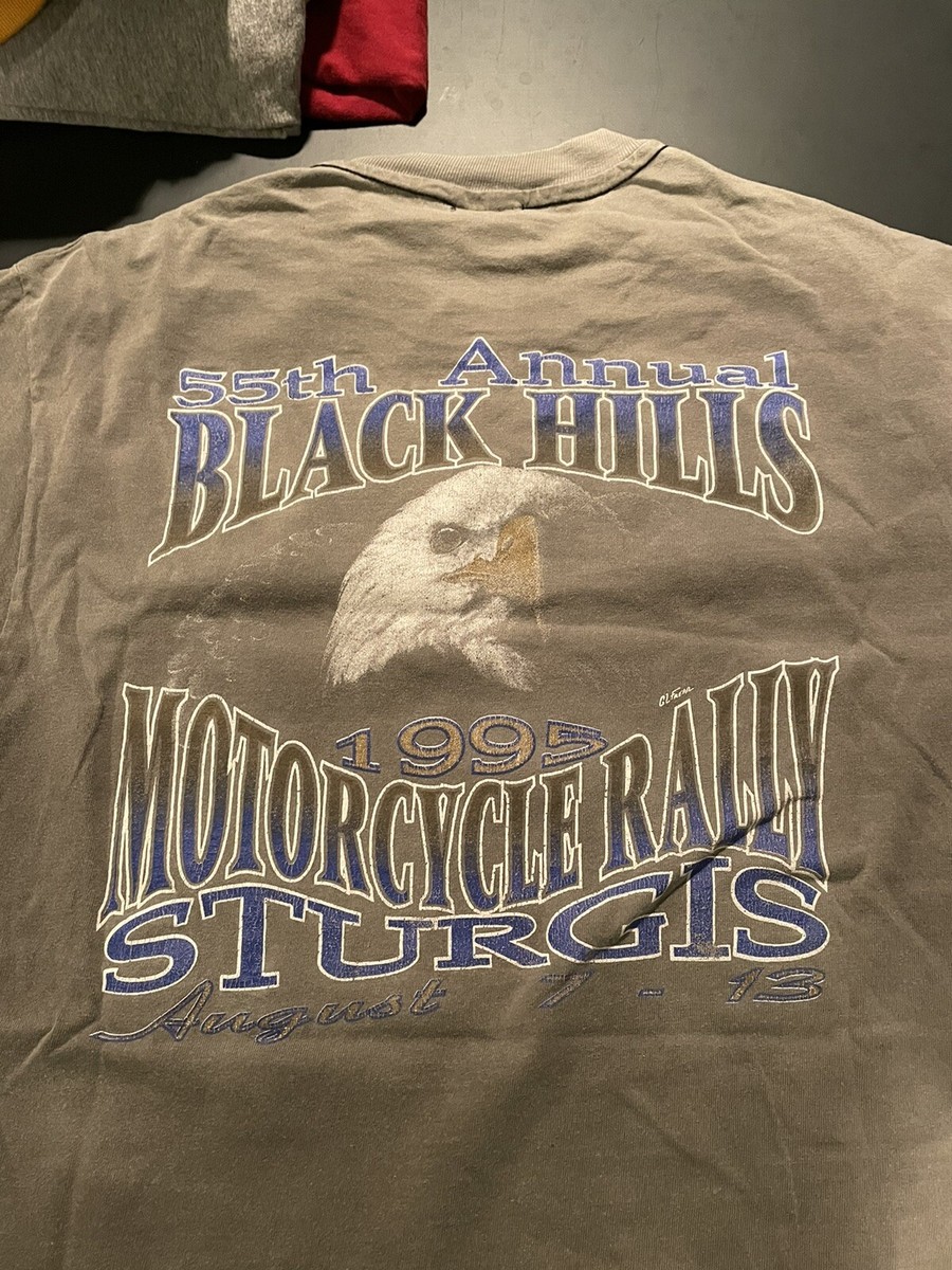 90s Harley Davidson Black Hills 鷹 Tシャツ M vintage 95' harley davidson t shirt. 55th annual black hills