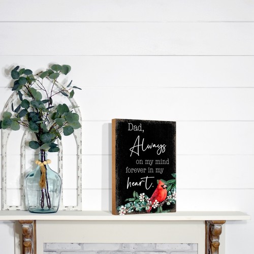 Memorial Printed Wooden Table top and Shelf Sitter Gift 5.5x8 Dad Always On My - Picture 5 of 18