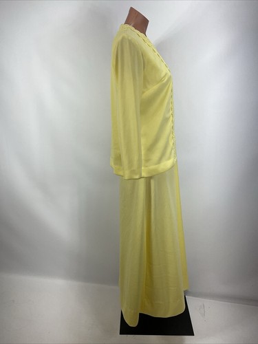 Festival Dress - Bohemian Yellow 1970s Vintage Maxi dress & Crochet Sweater Set - Picture 6 of 15