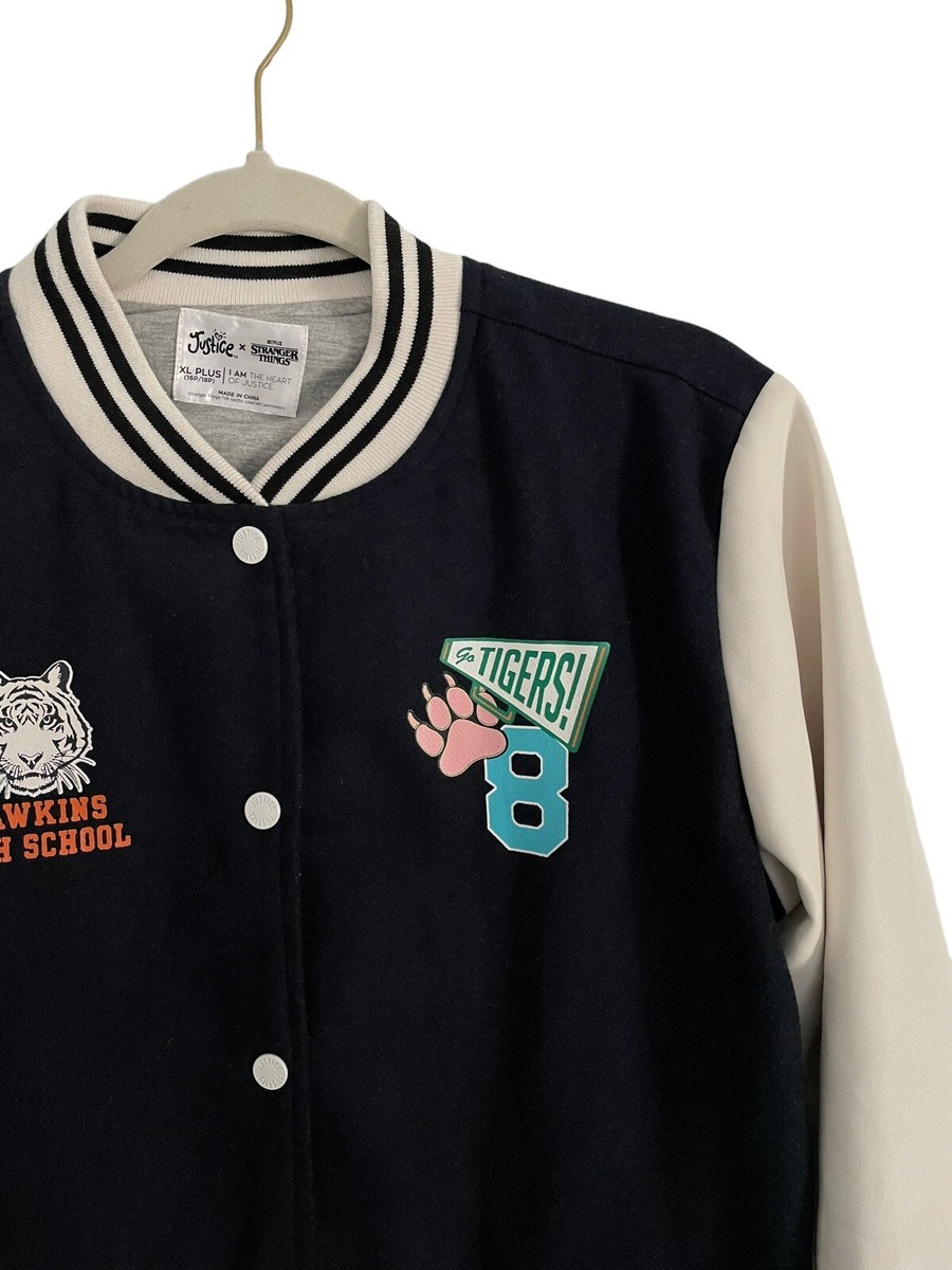 Stranger Things Jacket Justice Varsity Hawkins High Tigers
